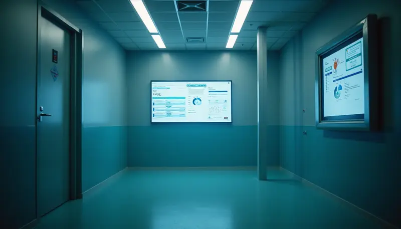 Overhead view of a logistics control centre with several tracking screens